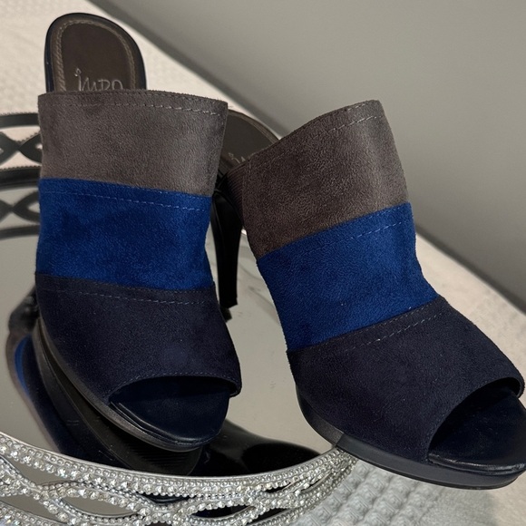Impo Tricolor Mules in Black, Blue, and Gray - Picture 2 of 7